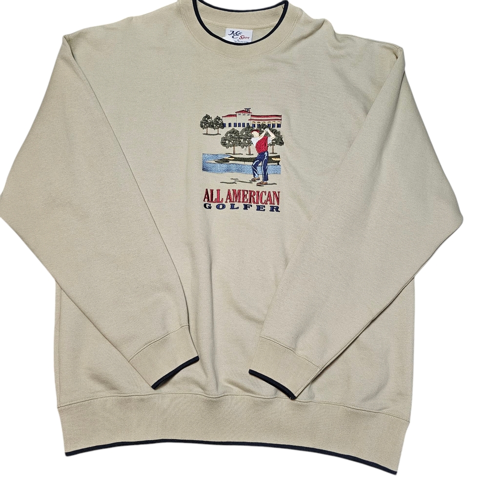 Vintage 90s MC Sport All American All American Golfer Crewneck Sweatshirt Sz XL